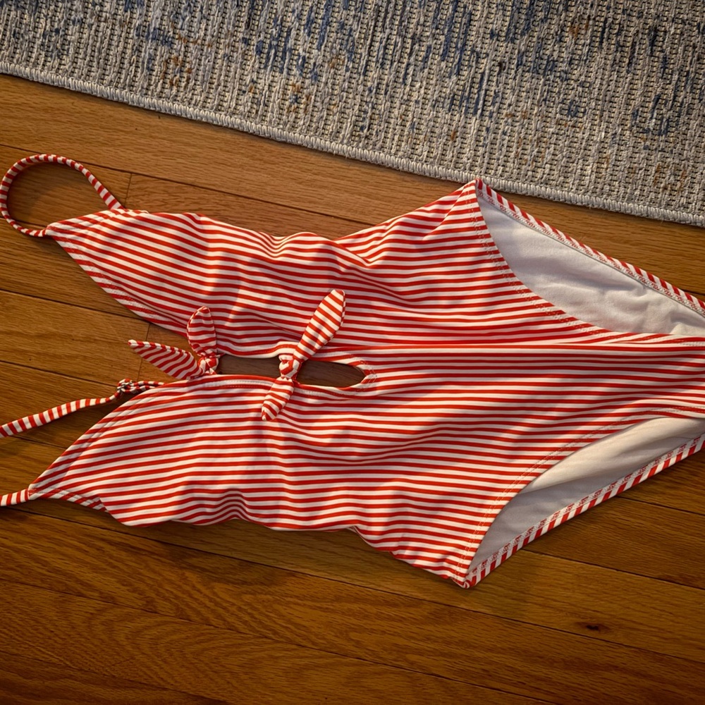 Xhilaration Red and White Striped Bikini